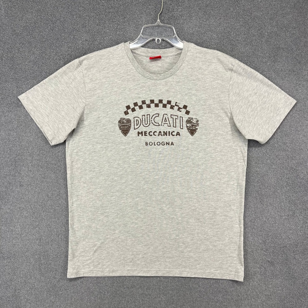 Ducati Meccanica Bologna Shirt Mens XL Gray Graphic Tee Motorcycle Racing Italy
